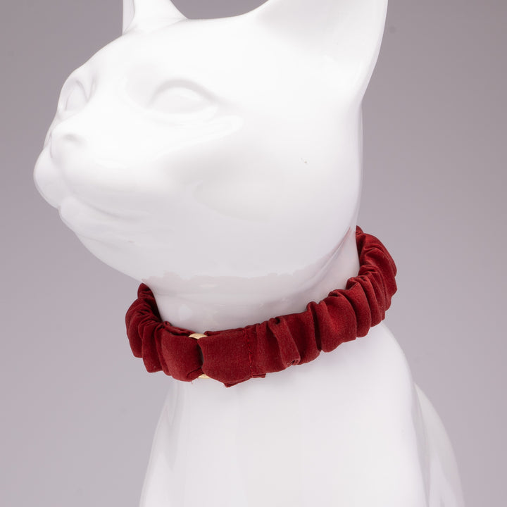 シュシュ猫首輪 シルク 無地 ロイヤルレッド