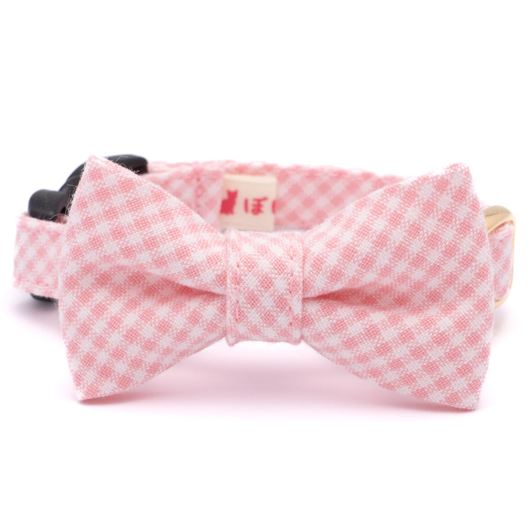 リボン付き猫首輪 ギンガムチェック(新タイプ) ピンク