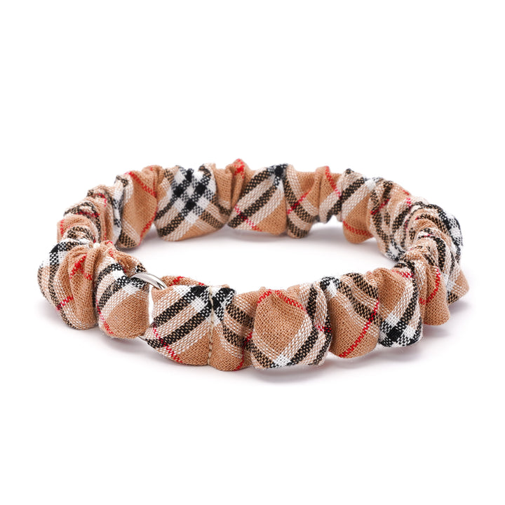 シュシュ猫首輪 タータンチェック ベージュ