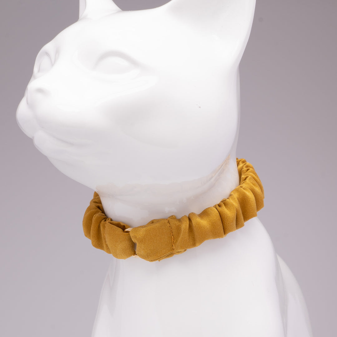 シュシュ猫首輪 シルク 無地 ロイヤルイエロー