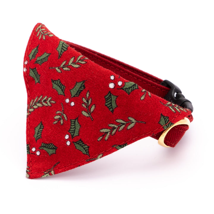 バンダナ付き猫首輪 クリスマス ホーリー レッド