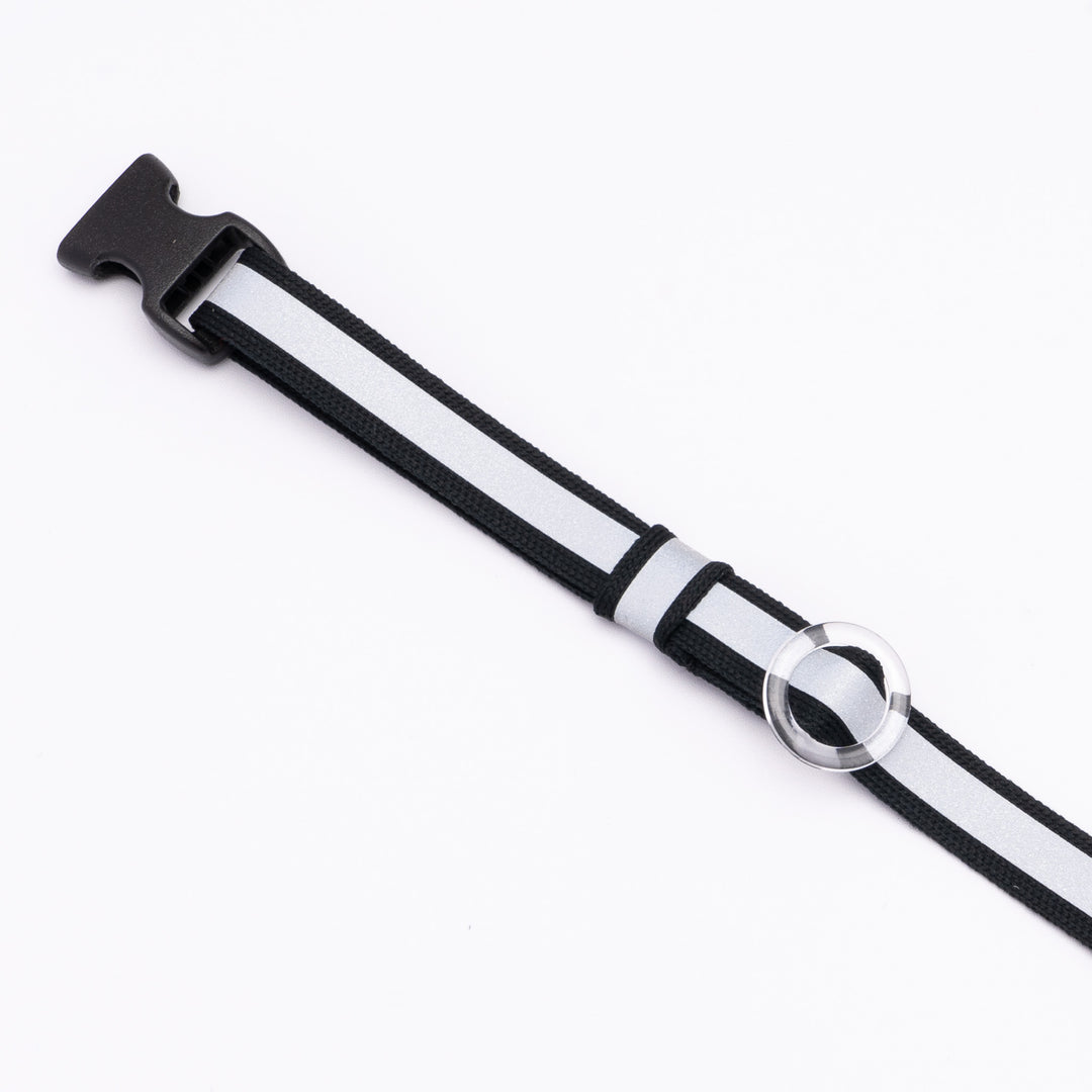 猫首輪 光に反射するリフレクター ブラック