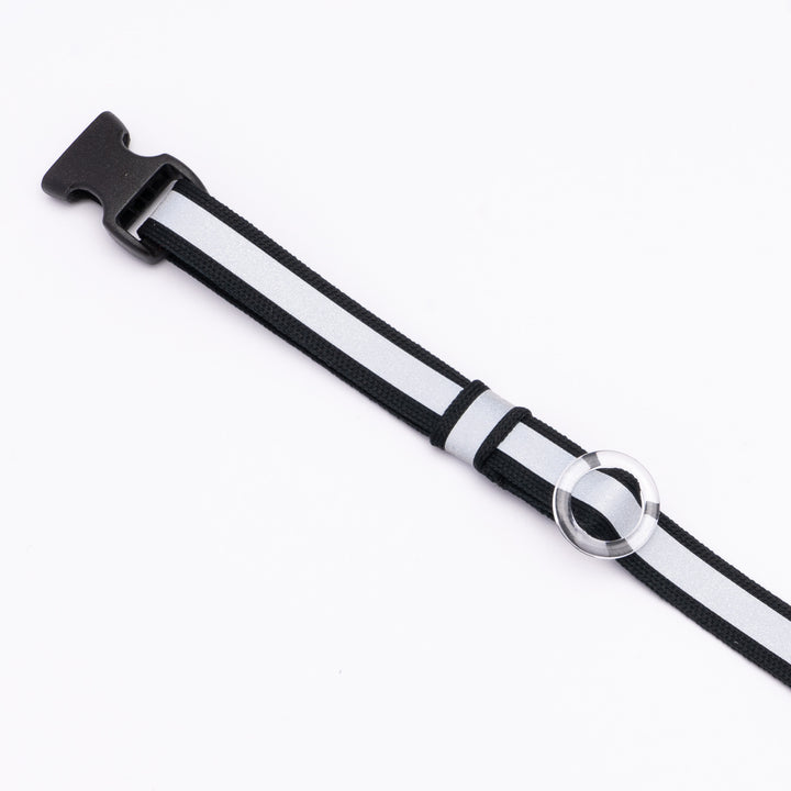 猫首輪 光に反射するリフレクター ブラック