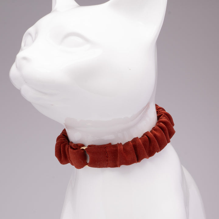 シュシュ猫首輪 シルク 無地 ロイヤルオレンジ