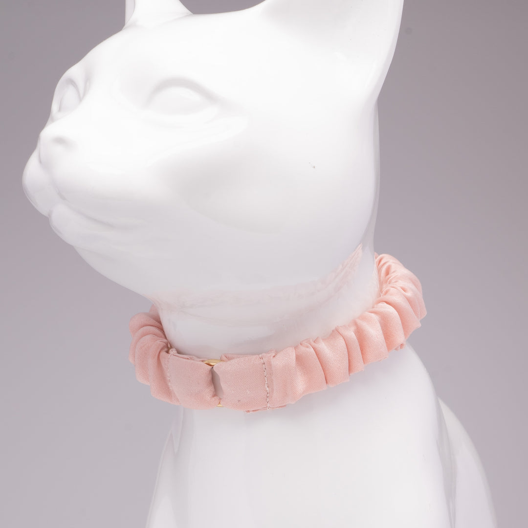 シュシュ猫首輪 シルク 無地 ロイヤルピンク