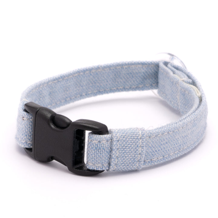 猫首輪 オールコットン・金属アレルギー対応 ブルー