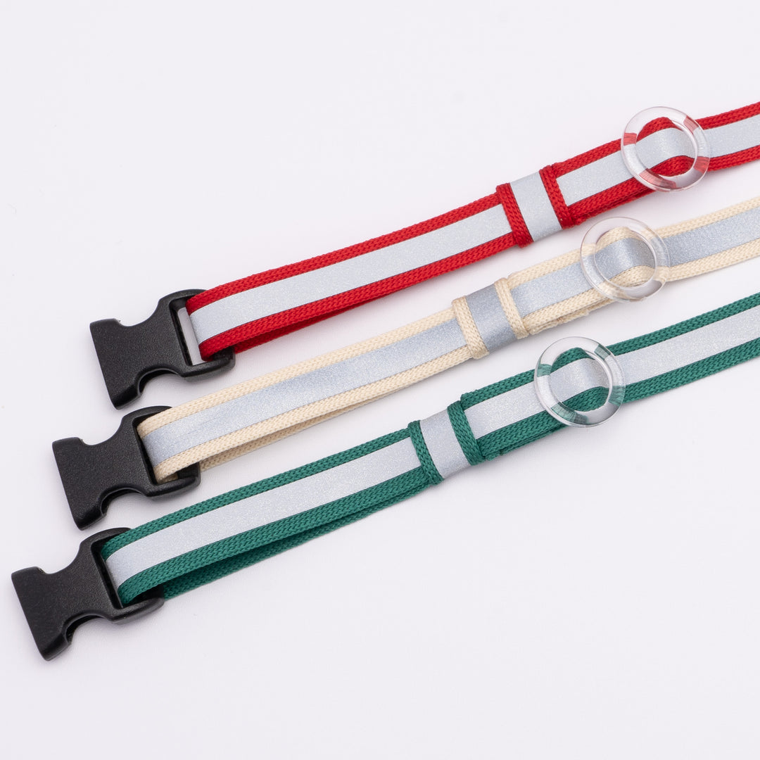 猫首輪 光に反射するリフレクター レッド