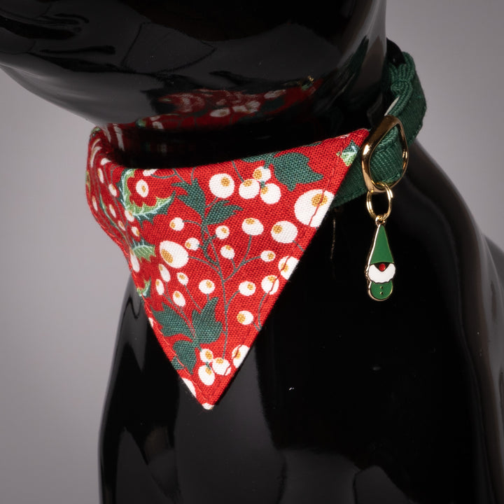 バンダナ付き猫首輪 クリスマス ベリー レッド