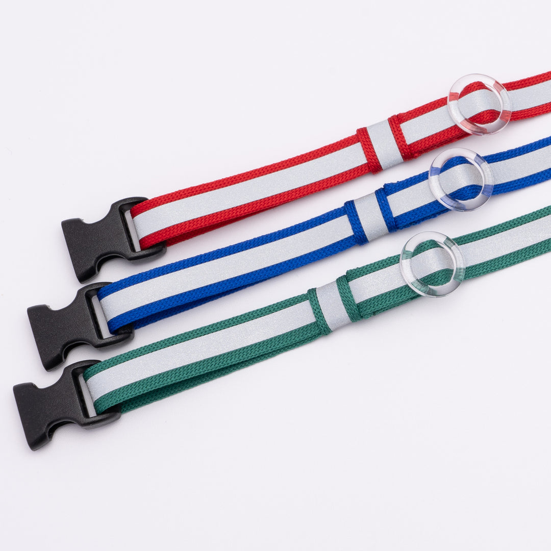 猫首輪 光に反射するリフレクター ブルー