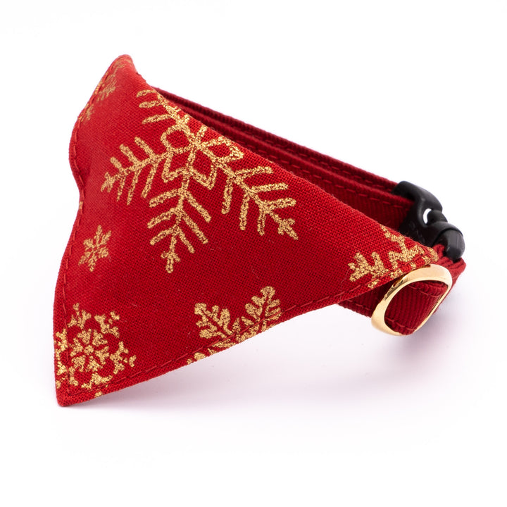バンダナ付き猫首輪 クリスマス スノーフレイク レッド