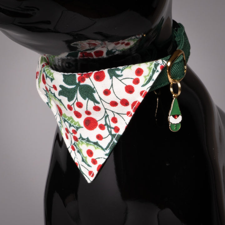 バンダナ付き猫首輪 クリスマス ベリー オフホワイト