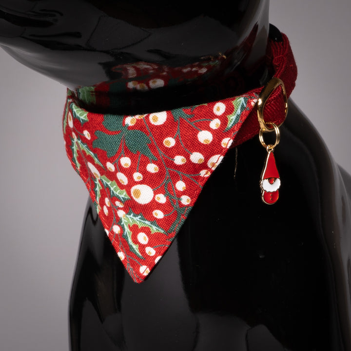 バンダナ付き猫首輪 クリスマス ベリー レッド