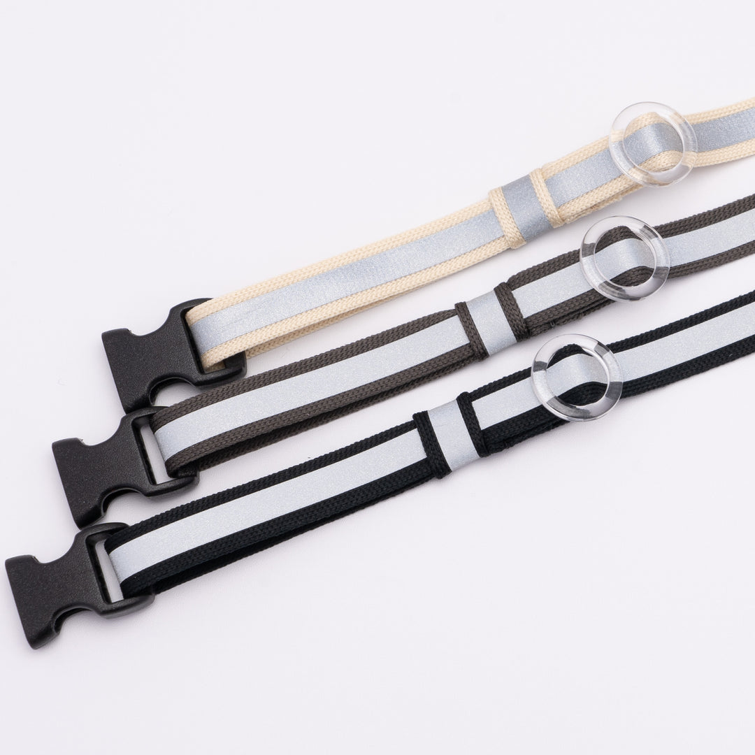 猫首輪 光に反射するリフレクター ベージュ