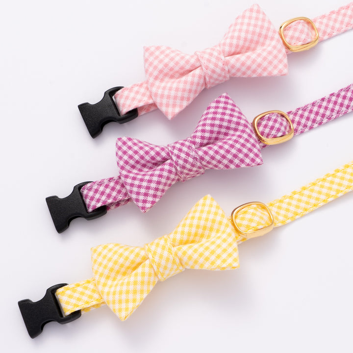 リボン付き猫首輪 ギンガムチェック(新タイプ) ピンク