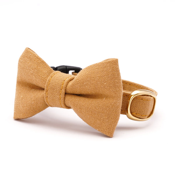 リボン付き猫首輪 MUJIコットンプレーン 山吹 リボン付き猫首輪 MUJIコットンプレーン 山吹