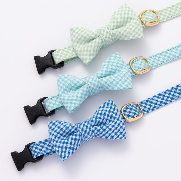 リボン付き猫首輪 ギンガムチェック(新タイプ) グリーン