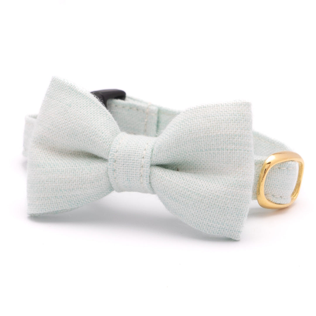 リボン付き猫首輪 オールコットン ミントグリーン