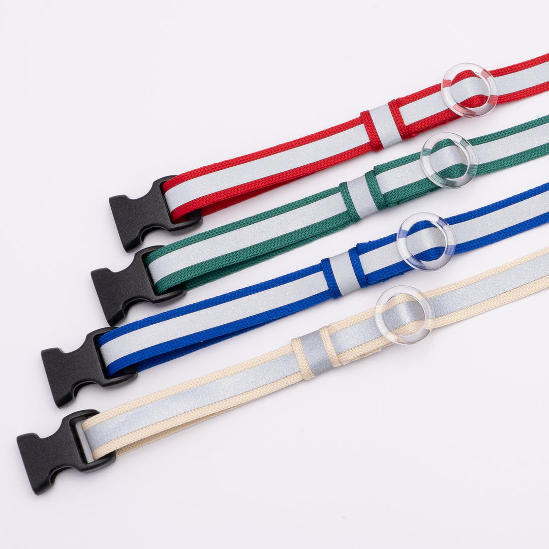 猫首輪 光に反射するリフレクター ブルー