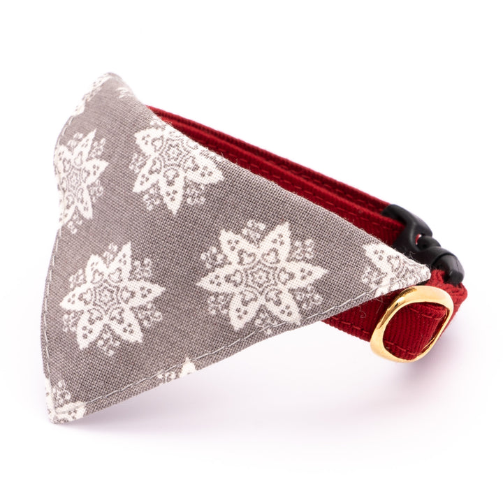 バンダナ付き猫首輪 クリスマス ヘキサゴン グレー