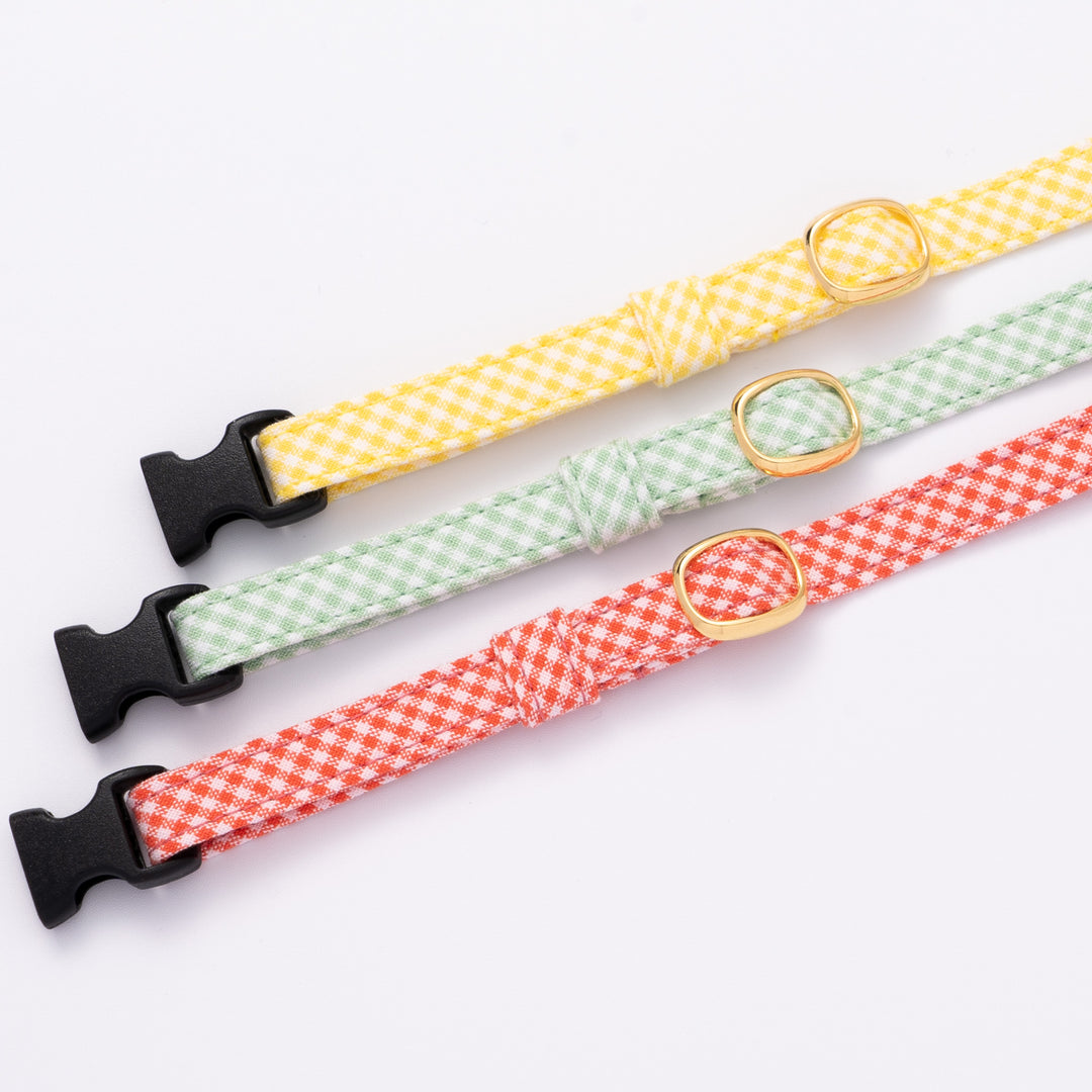 猫首輪 ギンガムチェック(新タイプ) トマトレッド