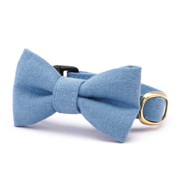 Ribbon Cat Collar - MUJI Cotton Plain - Autumn Sky Ribbon Cat Collar - MUJI Cotton Plain - Autumn Sky