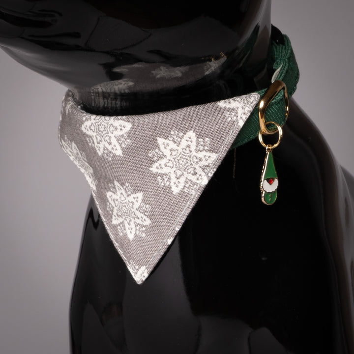 バンダナ付き猫首輪 クリスマス ヘキサゴン グレー