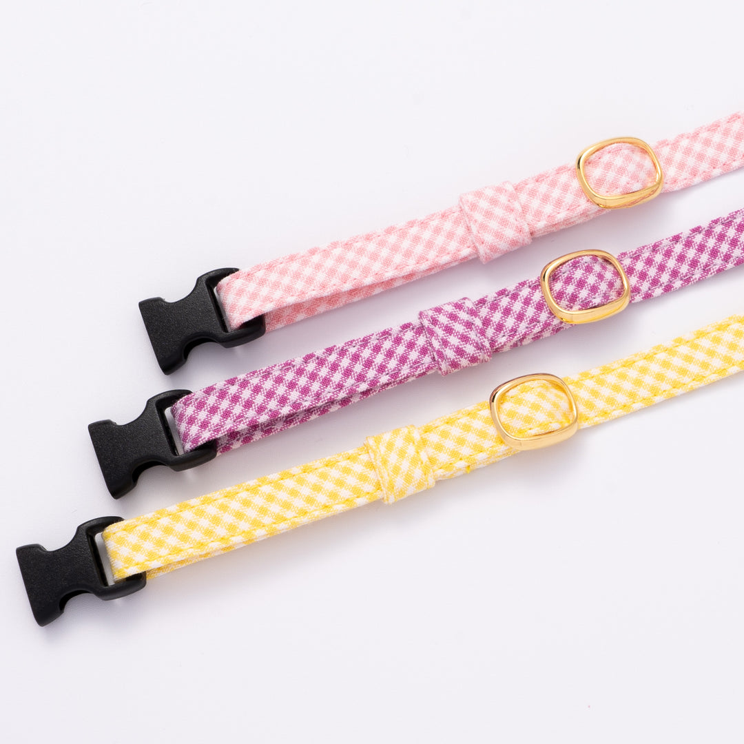 猫首輪 ギンガムチェック(新タイプ) イエロー