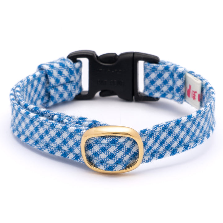 猫首輪 ギンガムチェック(新タイプ) ブルー