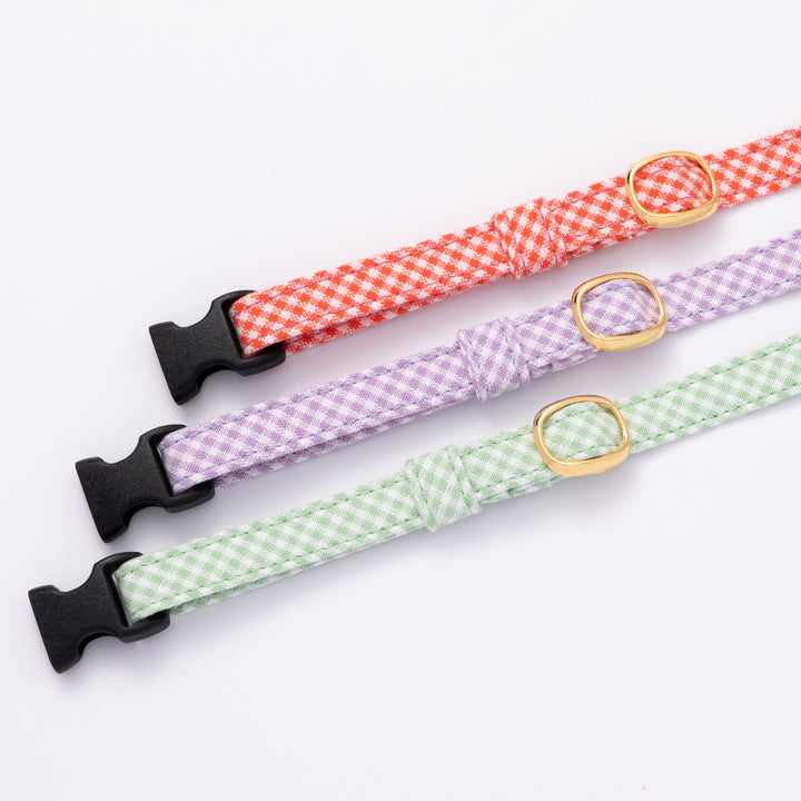 猫首輪 ギンガムチェック(新タイプ) トマトレッド