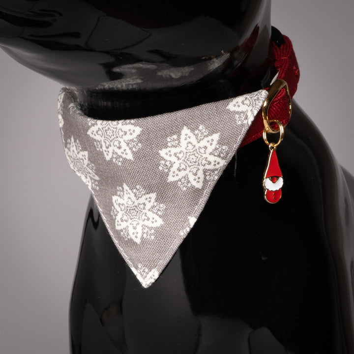 バンダナ付き猫首輪 クリスマス ヘキサゴン グレー