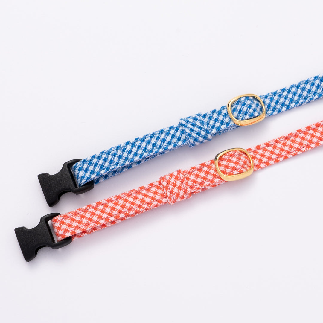 猫首輪 ギンガムチェック(新タイプ) トマトレッド
