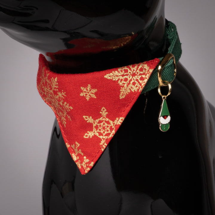 バンダナ付き猫首輪 クリスマス スノーフレイク レッド