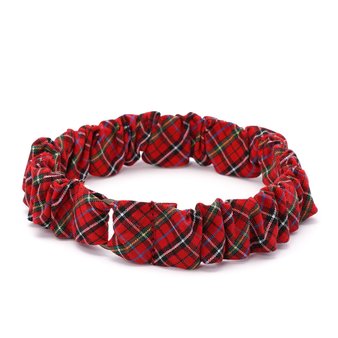 シュシュ猫首輪 播州織タータンチェック レッド