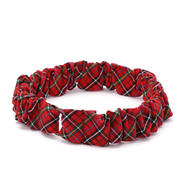 シュシュ猫首輪 播州織タータンチェック レッド