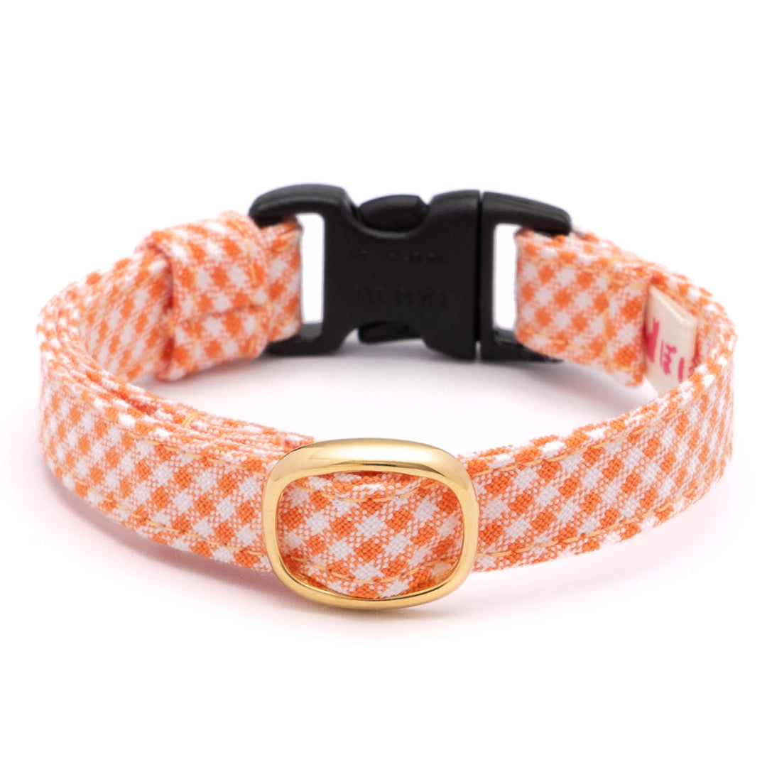 猫首輪 ギンガムチェック(新タイプ) オレンジ