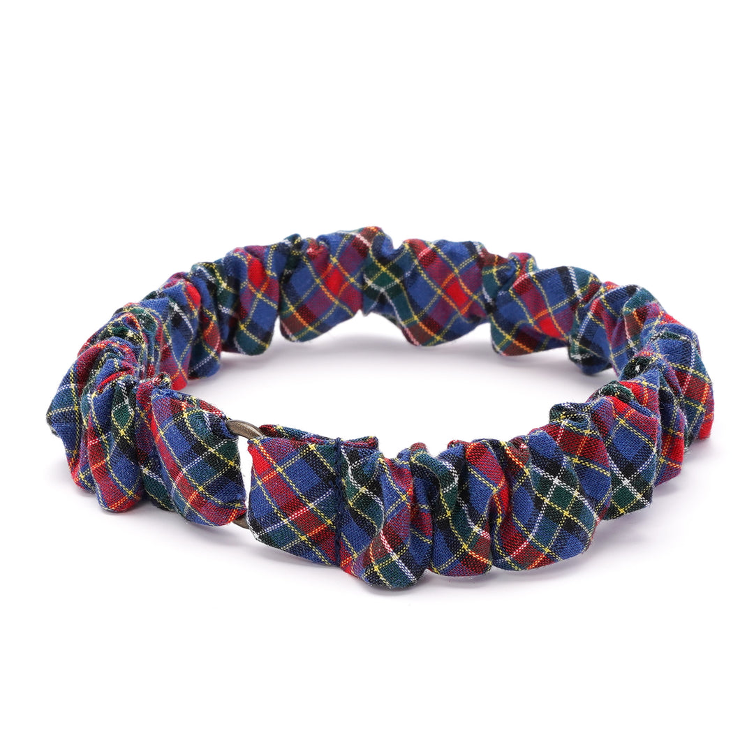 シュシュ猫首輪 播州織タータンチェック ブルー