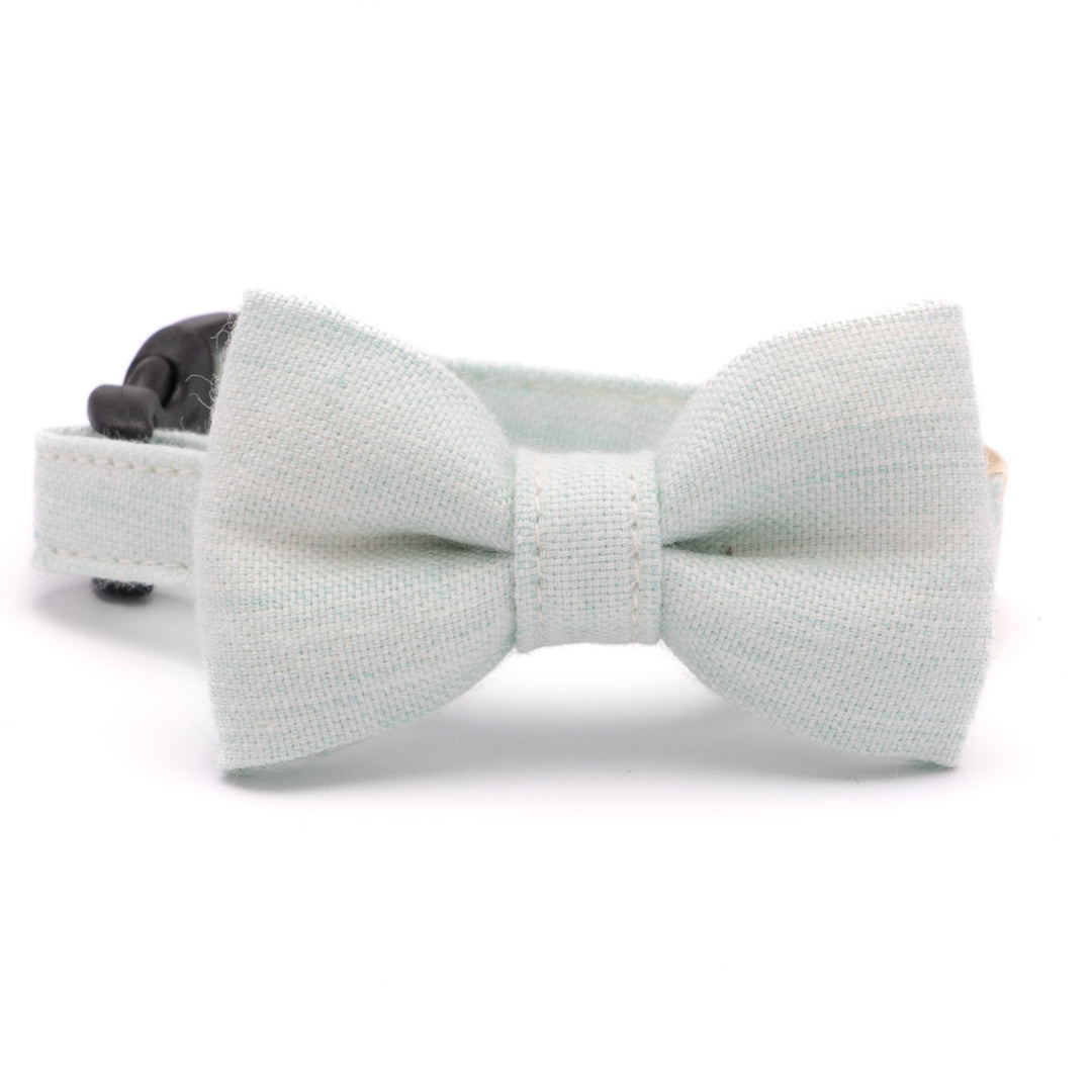 リボン付き猫首輪 オールコットン ミントグリーン