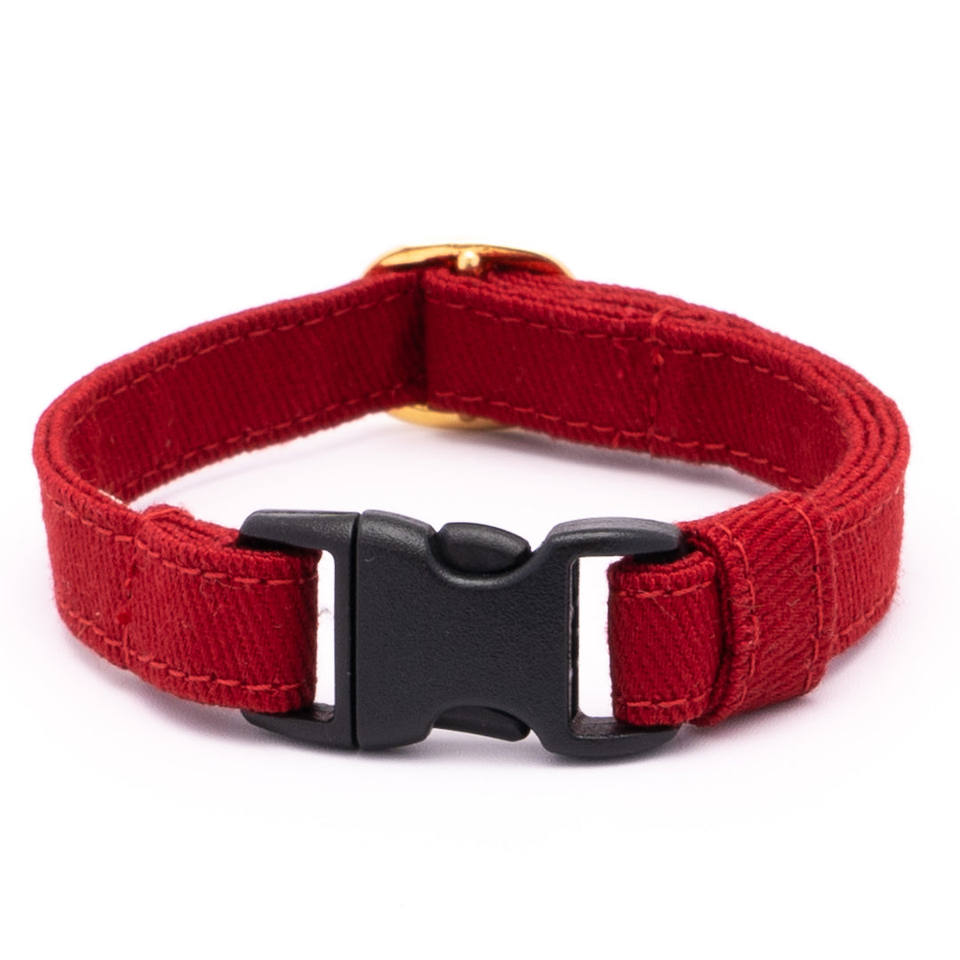 猫首輪 MUJIコットンツイル ボルドー【限定色】