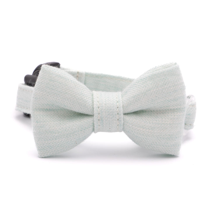 リボン付き猫首輪 オールコットン・金属アレルギー対応 ミントグリーン