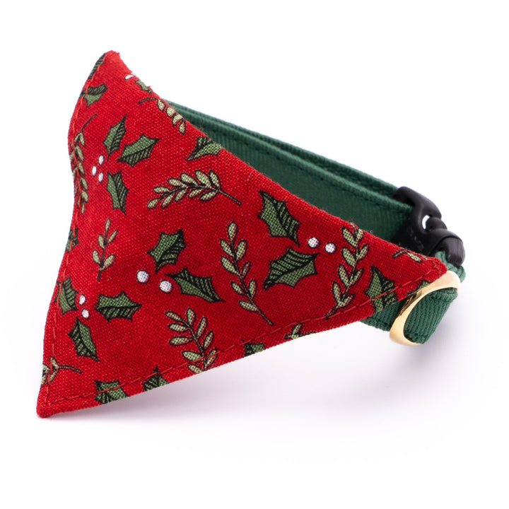 バンダナ付き猫首輪 クリスマス ホーリー レッド