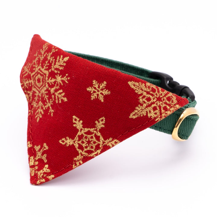 バンダナ付き猫首輪 クリスマス スノーフレイク レッド