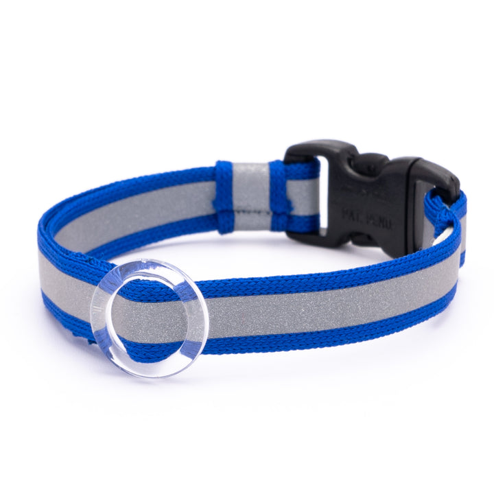 猫首輪 光に反射するリフレクター ブルー