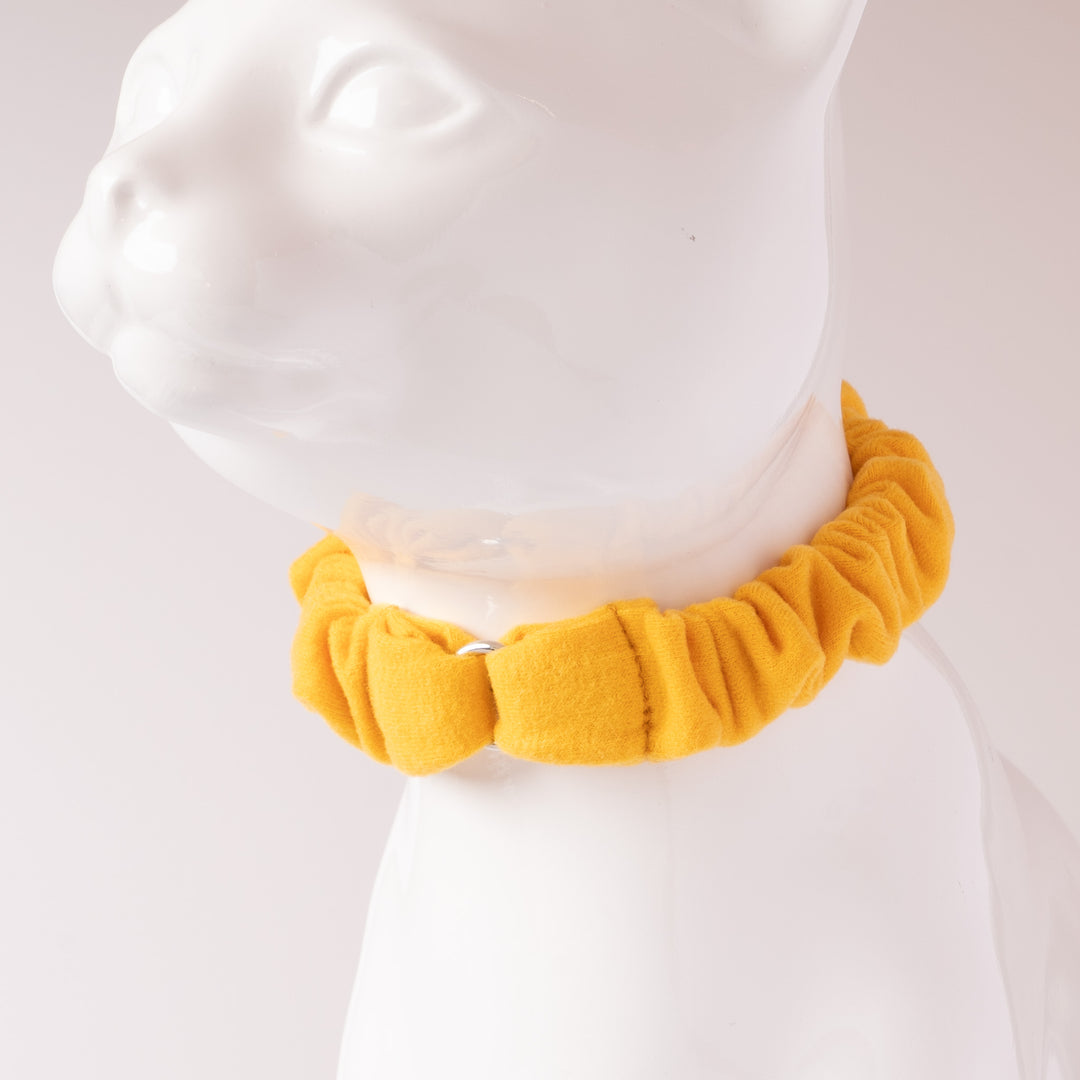 シュシュ猫首輪 ウルトラストレッチ 無地 イエロー