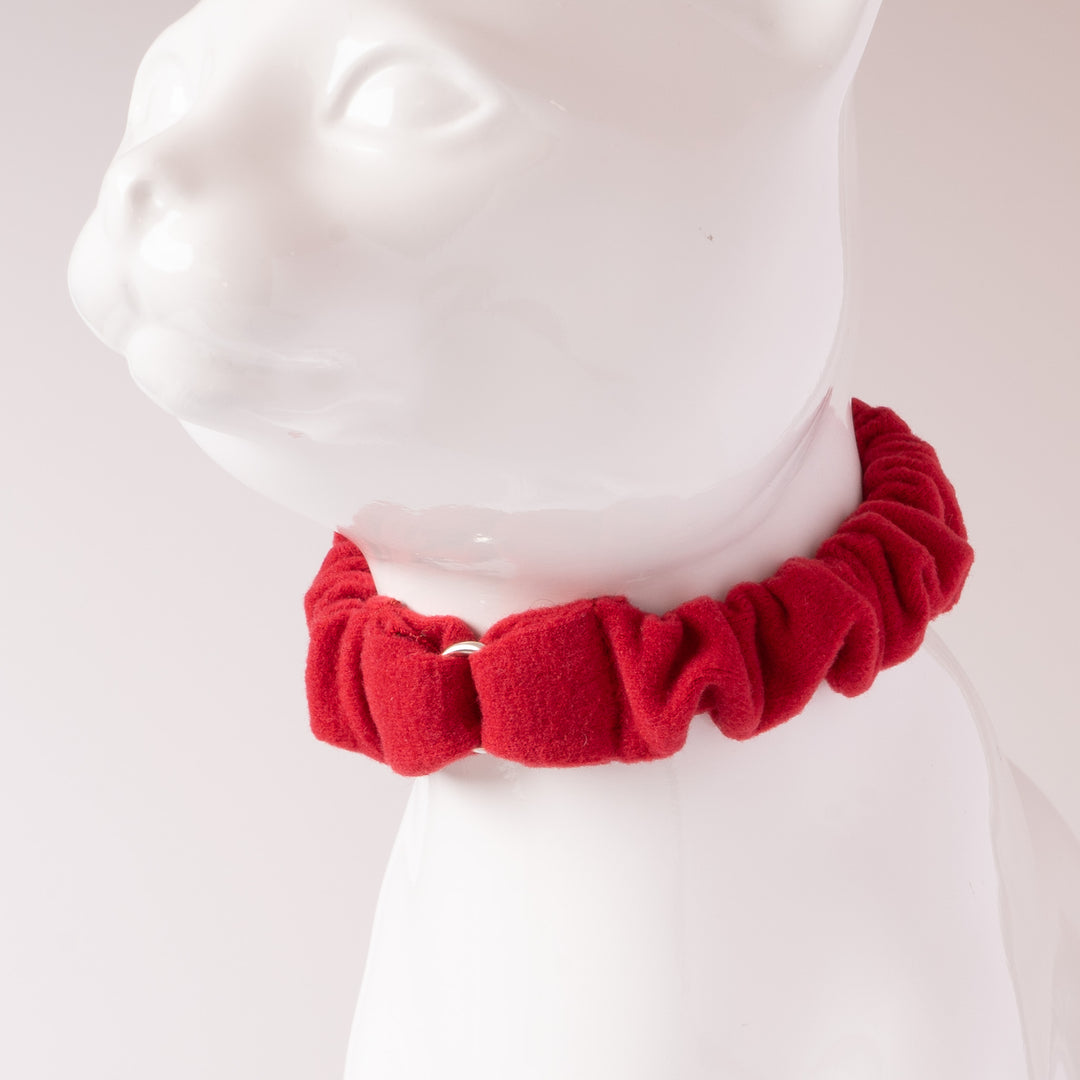 シュシュ猫首輪 ウルトラストレッチ 無地 レッド