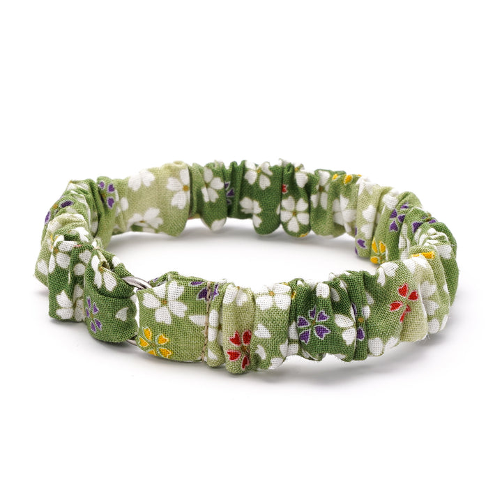 シュシュ猫首輪 はんなり桜 グリーン