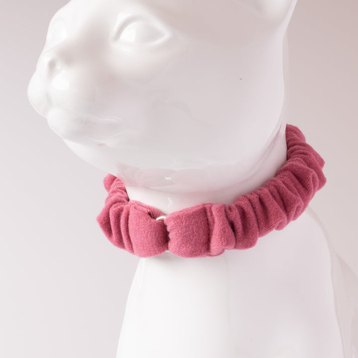 シュシュ猫首輪 ウルトラストレッチ 無地 ピンク