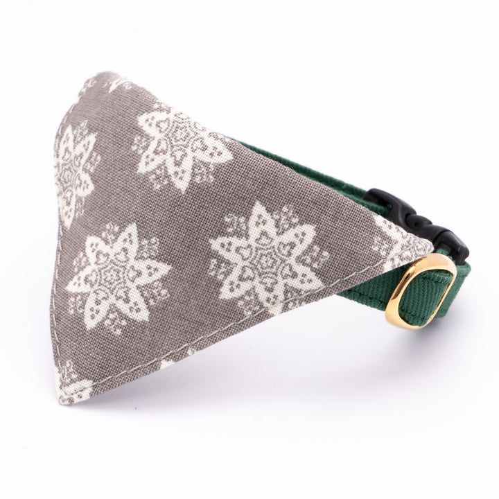 バンダナ付き猫首輪 クリスマス ヘキサゴン グレー