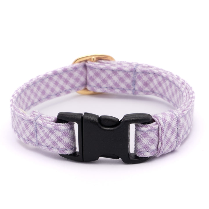 猫首輪 ギンガムチェック(新タイプ) ペールラベンダー