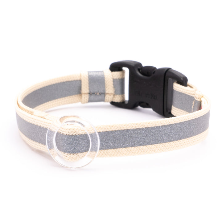 猫首輪 光に反射するリフレクター ベージュ