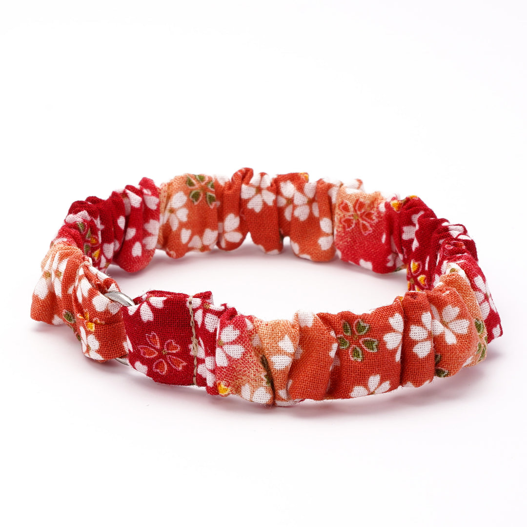 シュシュ猫首輪 はんなり桜 レッド